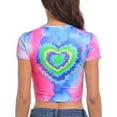 thumbnail image 4 of HDE Women's Heart Cut Out Crop Top Short Sleeve T Shirt Rainbow Tie Dye - XS, 4 of 6
