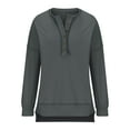 thumbnail image 7 of Awdenio Spring Winter Hoodie for Women Solid Color Long Sleeve V Neck Half Button Oversized Sweatshirts Capless Tops Pullover Blouse, 7 of 7