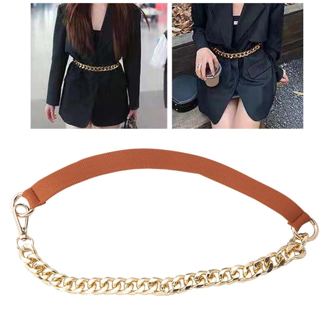 Elegante cinturón de mujer, cinturón de cinturo, de cadena, faja delgada elástica con hebilla, correa de cinturo para dama, vestidos, camisas, Talla única