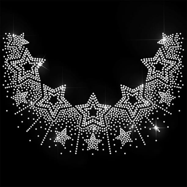 Parches termoadhesivos de diamantes de imitación blancos con forma de estrella para ropa, 11,6 x 8,2 pulgadas, apliques de lentejuelas grandes para planchar.