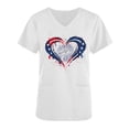 thumbnail image 3 of Haut à Col en V Imprimé pour la Fête de l'Indépendance pour Femmes, Manches Courtes, Mélange Polyester-Spandex, Blanc, Coupe Décontractée, Lavable en Machine, 3 of 5