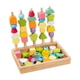 thumbnail image 1 of Wooden Shape Sorting Stacking Toy With 5 Pillars 30+ Colorful Geometric Blocks And Lacing String For Toddlers Ages 18 Months And Up, 1 of 5