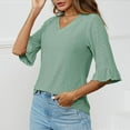 thumbnail image 5 of New Summer Womens Tops 2024 3/4 Sleeves Plus Size Fashion Split Flare Sleeves V-Neck Casual Loose T-shirt Top Gifts for Womens, 5 of 5
