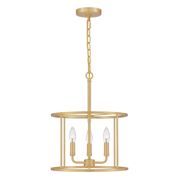 Quoizel Abner 3-Light Open Cage Transitional Pendant Light Aged Brass Aged Brass