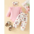 thumbnail image 3 of GXFC Baby Girls Cute Fall Outfits Clothes 3M 6M 9M 12M 18M Infant Girls Long Sleeve Elephant Print Romper and Pants and Headband 3Piece Casual Autumn Clothing for Newborn Toddler Girls, 3 of 9