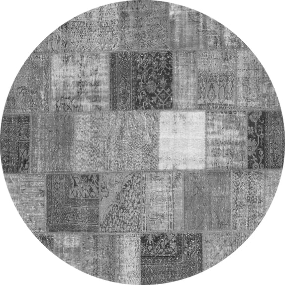 Ahgly Company Indoor Round Patchwork Gray Transitional Area Rugs, 3' Round