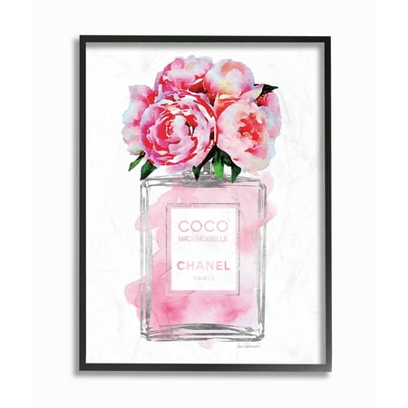 Flower Perfume Bottle - The Stupell Home Decor Collection Glam Perfume Bottle V2 Flower Silver Pink Peony Framed Giclee Texturized Art