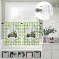thumbnail image 5 of Kitchen Window Curtains Valance and Tier Set, Easter Green Truck with Gnomes on Wood Plank Rod Pocket Tier Curtain Valance Set, Buffalo Plaid Light Filtering Cafe Curtains for Bedroom Living Room, 5 of 9