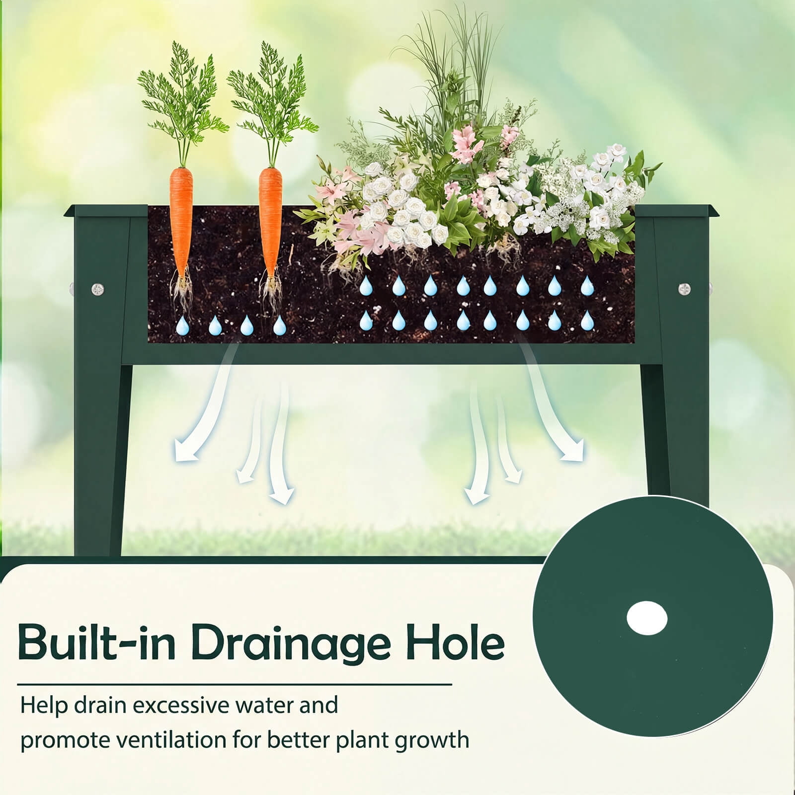 Costway 2 PCS Raised Garden Bed, Elevated Metal Planter Box with Legs and Drainage Holes Green