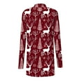 thumbnail image 3 of AUNVITO Women's Christmas Print Casual Jacket Loose Fit Stretch Fabric Long Sleeve Open Front Cardigan Coat for Holiday Outfits, 3 of 4