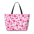 thumbnail image 2 of Fotbe Breast Cancer Ribbons Awareness Pattern Water-Resistant Beach Travel Bag - Large Capacity Tote with 7 Pockets, Lightweight Design for Women & Men, Perfect for Beach, Pool & Gym, 2 of 7