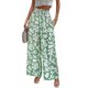 thumbnail image 1 of Women Floral Print Palazzo Pants Summer Bohemian Wide Leg Pants High Waist Casual Lounge Pant Trousers with Pockets Yellow XL, 1 of 5