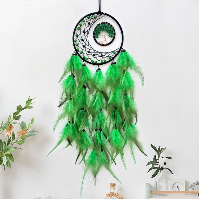 Premiums Feeling Turquoise Tree Of Life Dreamcatcher Charmss Colorful Feathers Wind Chimes Wall Decoration Hangings