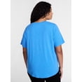thumbnail image 3 of Terra & Sky Women's Plus Size V Neck Tee with Short Sleeves, Size 0X-5X, 3 of 4