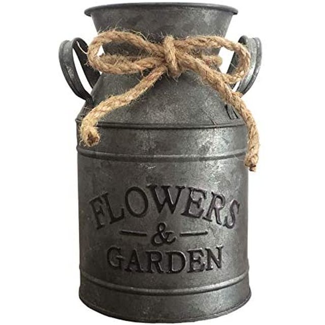 Florero decorativo antiguo rústico Vintage lata de leche para centros de mesa, decoración del hogar o regalo Vhermosa CZJJ-ZH20