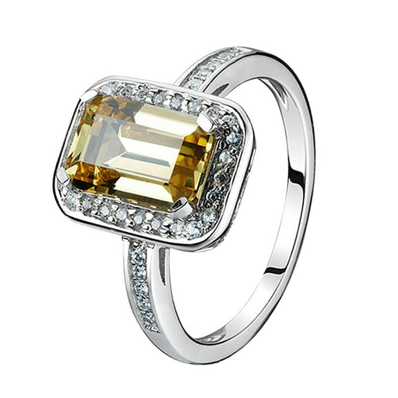 JINYUANN Yellow Rhinestone Plated Ring Open Ring Adjustable Pre-engagement Ring Promise Ring Women Accessory