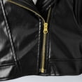 thumbnail image 6 of Boys Girls Spring Motorcycle Faux Leather Jackets with Oblique Zipper Autumn/Winter Lapel Zipper Leather Coat, 6 of 7