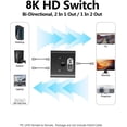 thumbnail image 4 of KSRplayer 8K 60Hz HDMI 2.0 Interruptor y Divisor Bidireccional, 2 en 1 Salida O 1 en 2 Salida, Switcher de Aluminio Ultra HD con HDR10, Conectar y Usar para Monitor Dual, TV, Juegos (Xbox, PS5,, 4 of 12