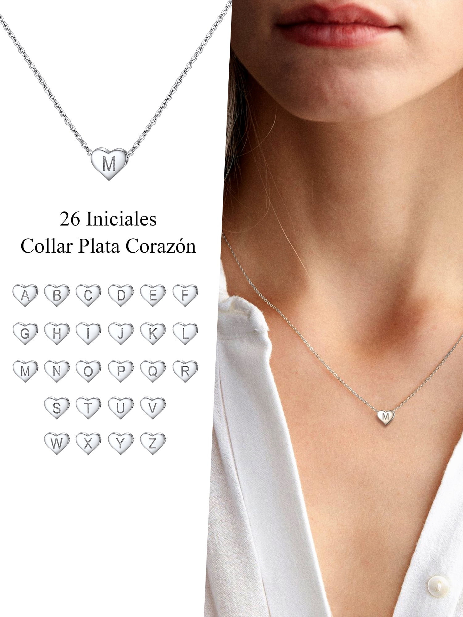 Silvora Initial Necklaces for Women S925 Sterling Silver Letter A Charm Pendant Necklace Birthday Christmas Wedding Valentines Jewelry Gifts for Her