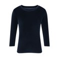 thumbnail image 4 of XIAfhje Womens Velvet Tops 3/4 Sleeve Round Neck T Shirts Soft Comfy Casual Loose Solid Color Blouses & Shirts Pullover Sweatshirts Tops Basic Tee Shirts, 4 of 5