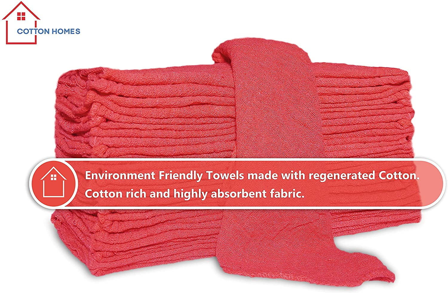 Cotton Homes 500Pc Shop Towels Rags Bulk 12 x12 Inch Regenerated