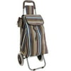 Neutral Stripe Polyester Rolling Shopping Trolley