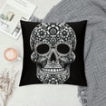 thumbnail image 2 of Orinice  Sugar Skull Throw Pillow Cushion Cover, Monochrome Skull with Roses Leaves and Diamond Shape Folklore Festival Print, Decorative Rectangle Accent Pillow Case,  White, 2 of 5