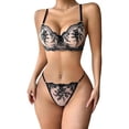thumbnail image 2 of Lingerie Porte-Jarretelles en Résille Florale Aguichant 2 Pcs, 2 of 8