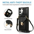 thumbnail image 5 of ELEHOLD Crossbody Wallet Case for Samsung Galaxy S24 Ultra,Back Credit Card Holder Metal Snap Luxury Purse Case with Shoulder Strap for Women Girls for Samsung Galaxy S24 Ultra,Black, 5 of 6
