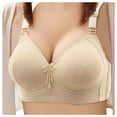thumbnail image 4 of Gyexs Women's Jacquard Lace Soft Cup Wireless Tri Top Bra Comfortable Support Seamless Bras for Women, Beige, Size 38, 4 of 4