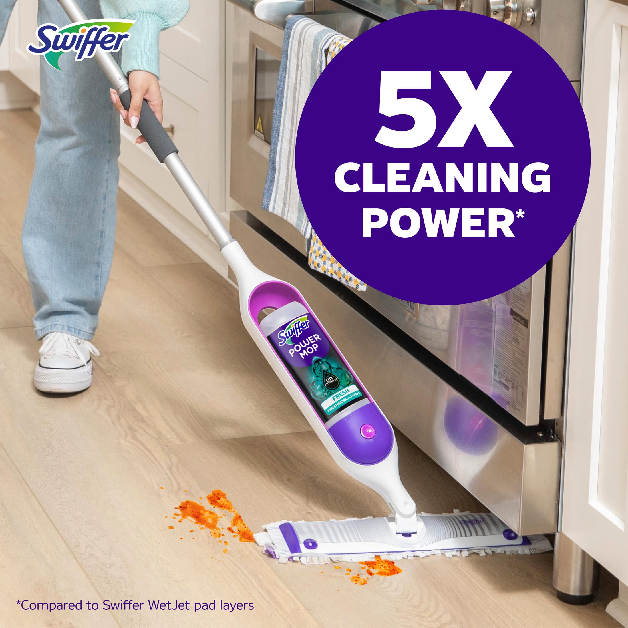 (2 pack) Swiffer PowerMop Solution with Unstopables Fresh Scent, Double Pack
