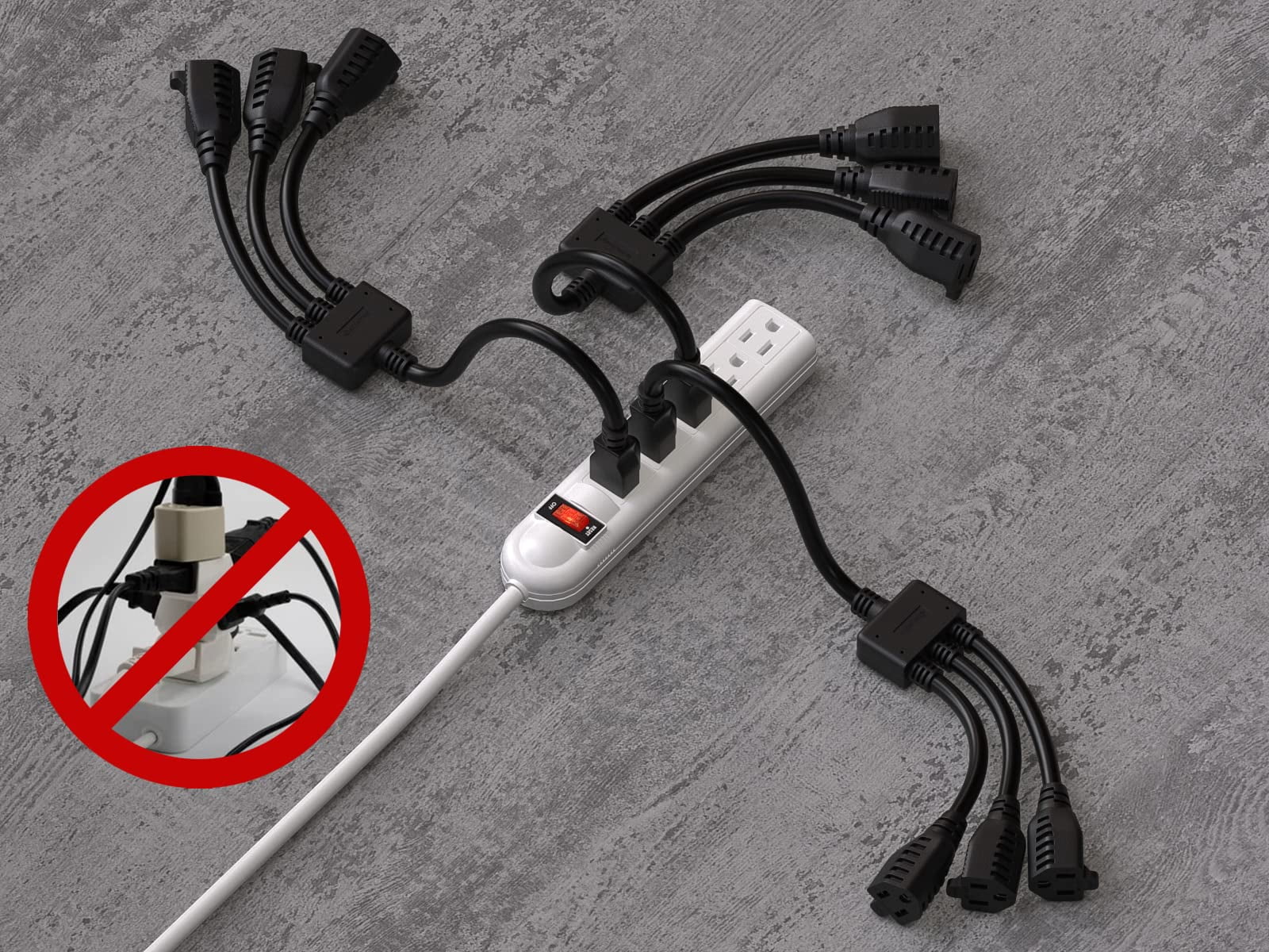 Cable Leader 36in 1 NEMA 5-15P to 3 NEMA 5-15R Power Extension Cord Splitter Cable 14 AWG