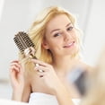 thumbnail image 4 of Cepillo redondo grande de 5 cm con cerdas de jabalí para secar, peinar, rizar y dar brillo al cabello. Cepillo dorado para mujeres, 4 of 4
