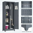 thumbnail image 4 of Marcree Broom Closet Storage Cabinet with Lock,65" Tall Garage Storage Cabinet with Hanging Rod,Multifunctional Garage Storage Broom Closet with Doors,Cleaning Tool Cabinet, 4 of 9