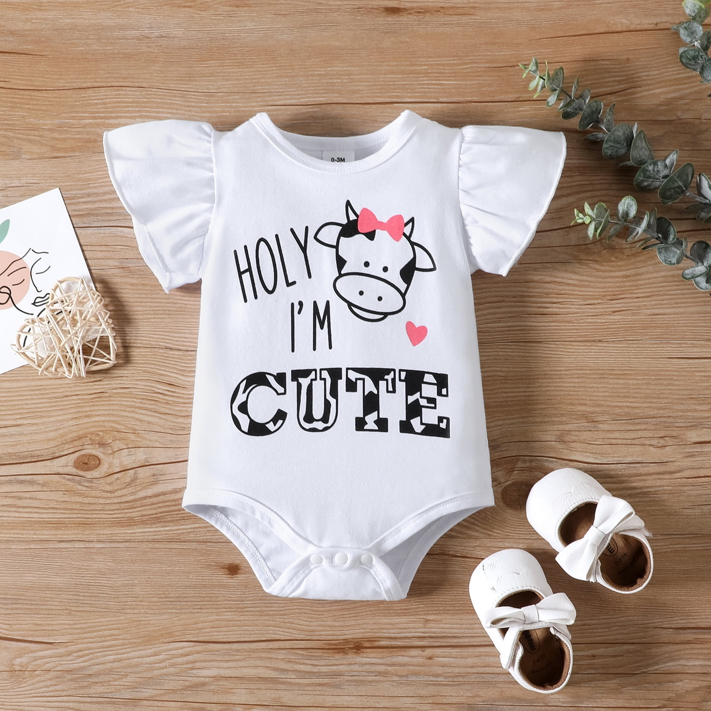 3pcs Baby Girl 100% Cotton Bow Front Skirt and Allover Floral Print Flutter-sleeve Romper with Headband Set