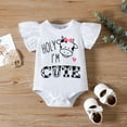 thumbnail image 3 of PatPat 3pcs Baby Girl 95% Cotton Letter Graphic Flutter-sleeve Romper and Bow Front Shorts & Headband Set, 3 of 10