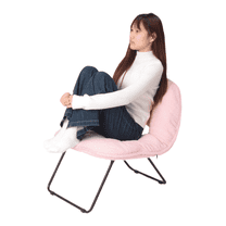 Saucer Accent Chair,Stylish Foldable Handbag Design for Living Room/Dorm/Camping,Pink Teddy Fur