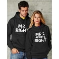 thumbnail image 4 of Mr Right Mrs Always Right Husband & Wife Funny Matching Couple Hoodie Set Mr. Black Medium / Mrs. Black X-Large, 4 of 4