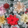 thumbnail image 5 of Poinsettia Flowers for Christmas Tree, 24 Pcs Glitter Christmas Flowers Artificial Poinsettia Flowers with Clips Stems Xmas Tree Ornaments for Christmas Party Wreath Decoration Green, 5 of 8
