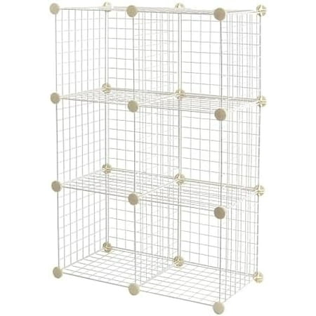 Basics Cube Wire Grid, 6-Cube, 12 x 12-Inches, White | Stackable, Storage Shelves
