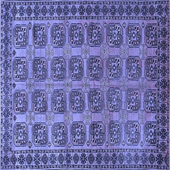 Ahgly Company Machine Washable Indoor Square Southwestern Blue Country Area Rugs, 8' Square