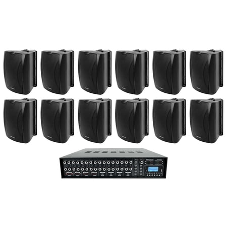 12) 6.5  Black Wall Speakers+Multi Room Amplifier For Restaurant/Office/Cafe/Bar price history on PriceWatchPro