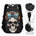 thumbnail image 3 of Pofeuu Bow Flower Skull Print Storage Laptop Backpack with USB Charging Port[Water Resistant] College Computer Bookbag Fits, 3 of 7