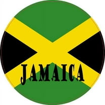 4x4 Round Labeled Jamaica Flag Sticker Vinyl Vehicle Decal Travel Stickers
