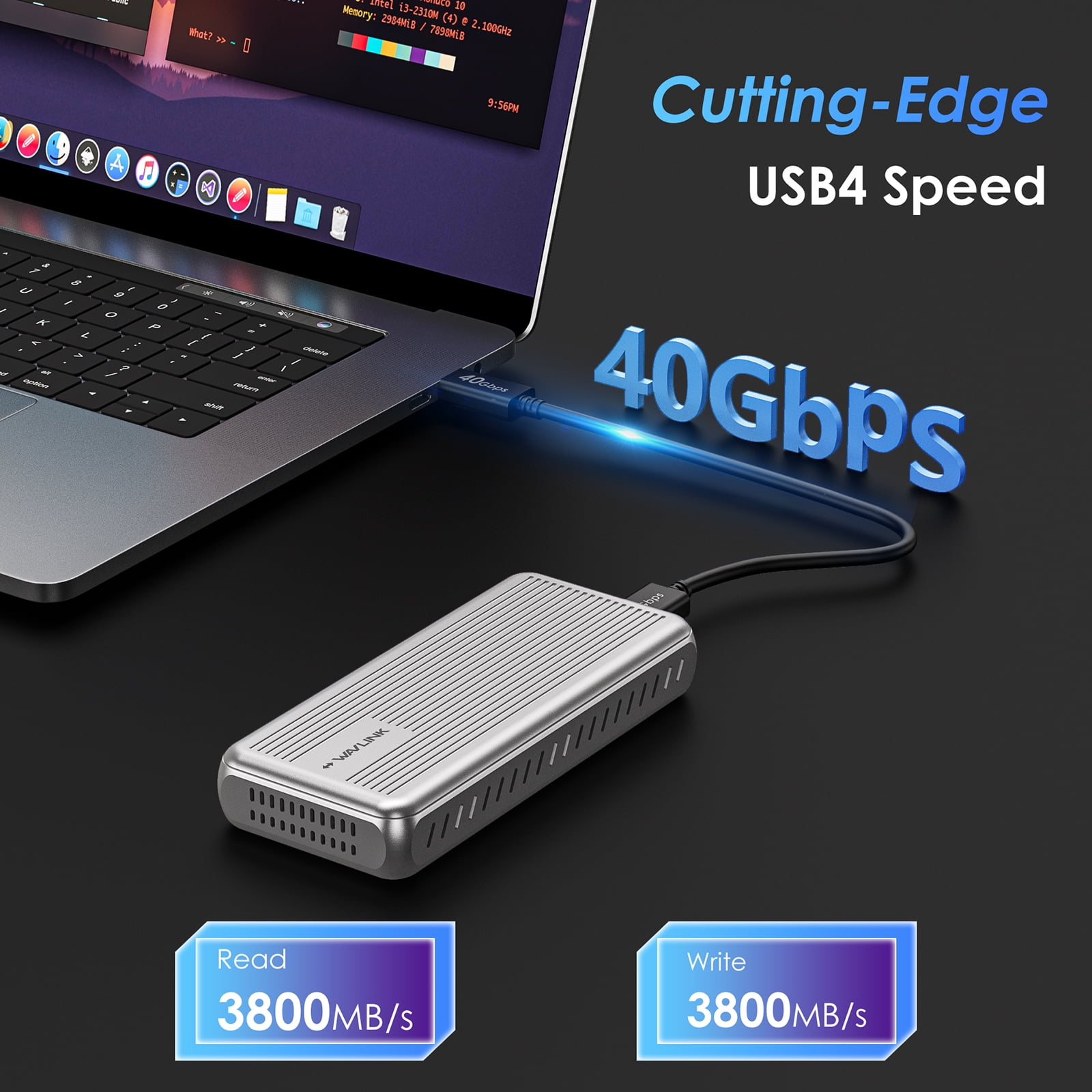 WAVLINK WL-ST401C 8TB External USB 3.0/SATA SSD Drive, Desktop Replacement, Tool-Free Installation, for Apple, Microsoft, Dell