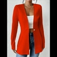 thumbnail image 4 of Chaqueta de Traje Informal de Oficina para Mujer, de Larga, con un Botón y Abertura Frontal, con Diseño de Gofre Gran Rojo M, 4 of 8