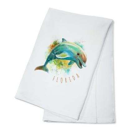 

Florida Dolphin Watercolor (100% Cotton Tea Towel Decorative Hand Towel Kitchen and Home)