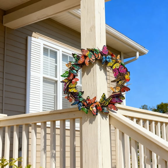 Handcrafted 16" Butterfly Capiz Wreath – Elegant Spring and Easter Easter Decorations- Holiday Decor