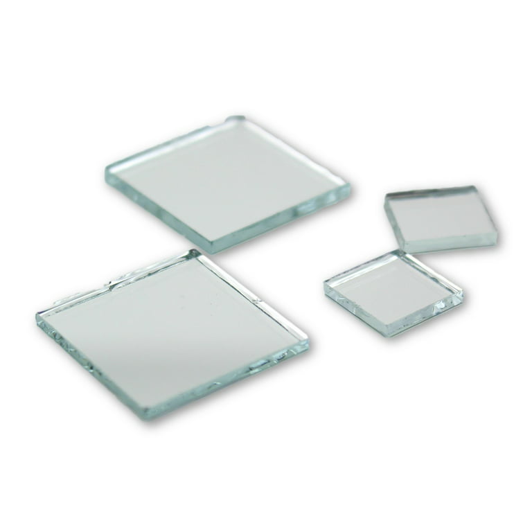 Small Mini Square Craft Mirrors 0.5 & 1 inch 25 Pieces Mirror Mosaic Tiles