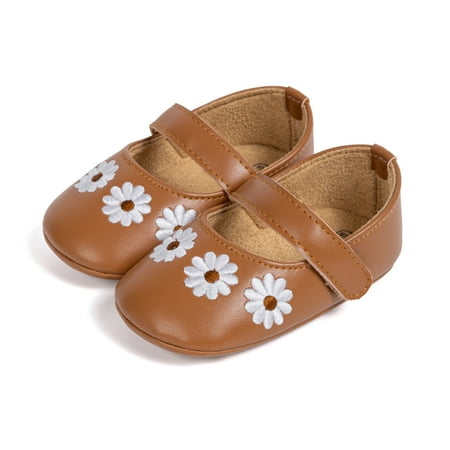 Mildsown Baby Girls Princess Shoes Leather Embroidery Flower Toddler Shoes